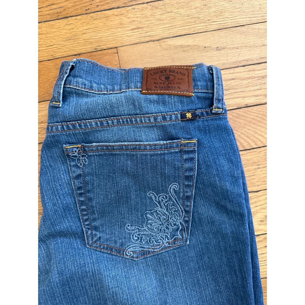 Lucky Brand Sweet N Crop Jeans Womens 12/31 Embroidered Pocket Mid Rise Straight - Picture 2 of 8